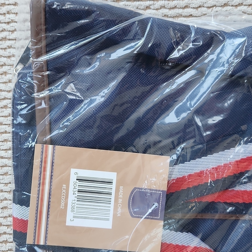 Navy and Brown Tote Bag, 19"x16"x 8", New - Picture 6 of 6